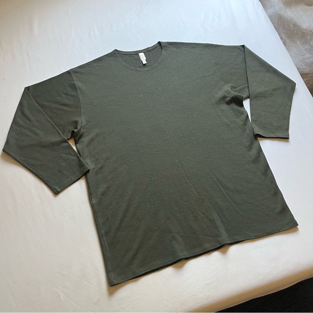 DOSA olive army green crew neck long sleeve merino wool pullover sweater top‎